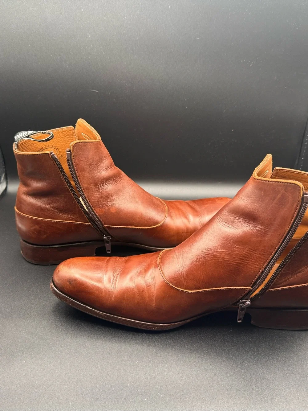 John Fluevog Twin Turbine Classy Spat Leather Zipper Boots